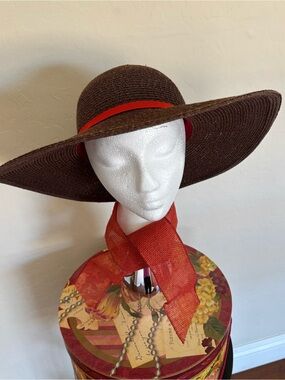 Gorrin Bros Wide Brim Psnama Sun Hat with Orange Band.